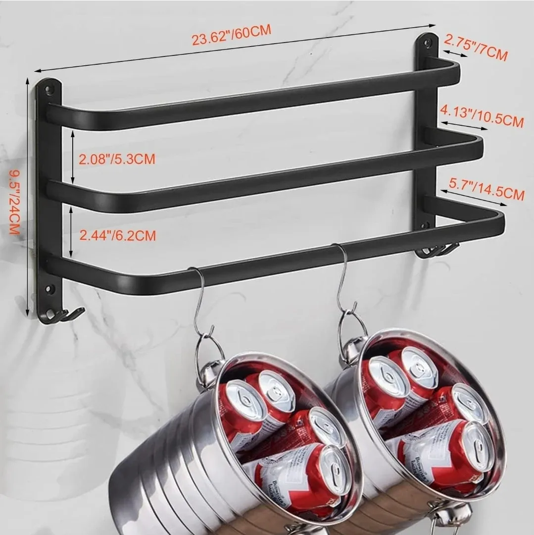 Ruhetfam 80CM Towel Rack - Black image indicator(2)