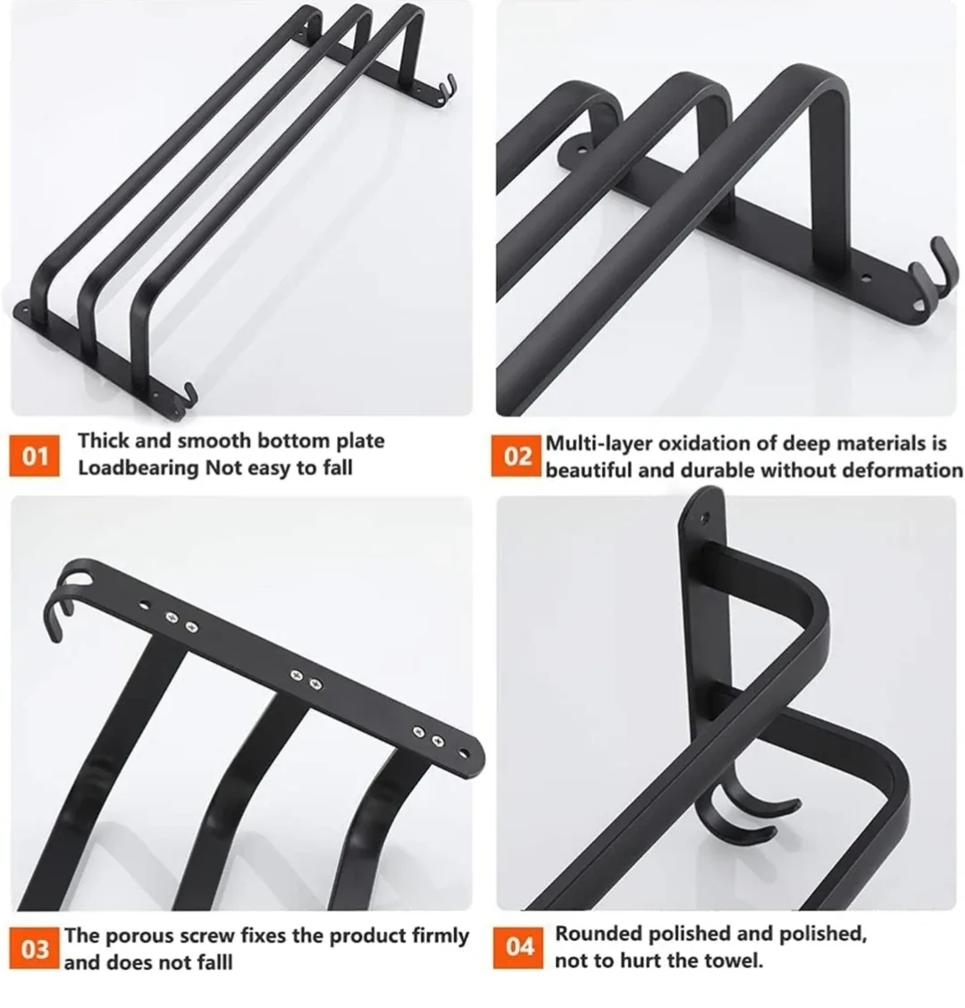 Ruhetfam 80CM Towel Rack - Black image indicator(4)