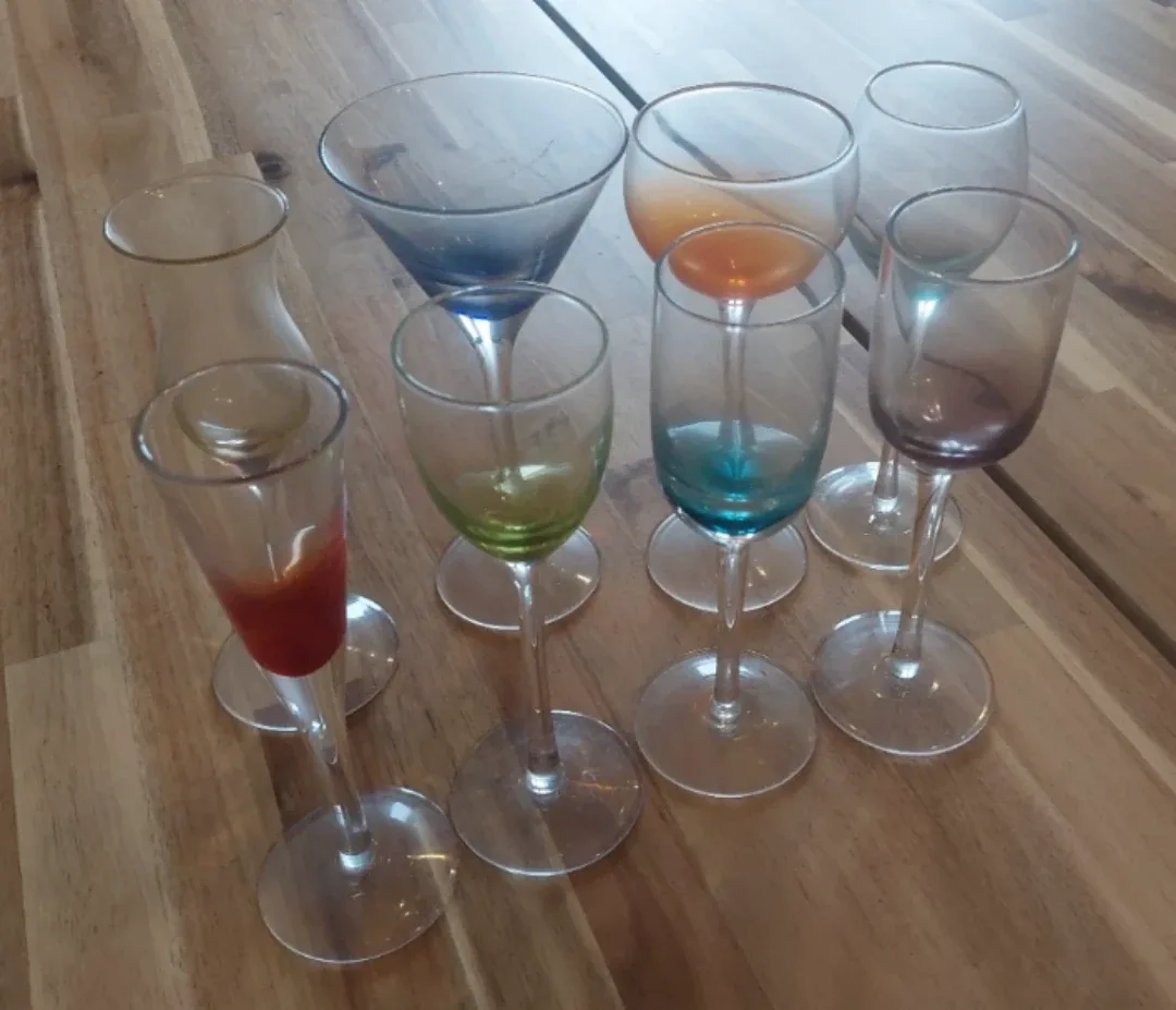 Assorted Colourful Stemmed Glasses - Set of 8