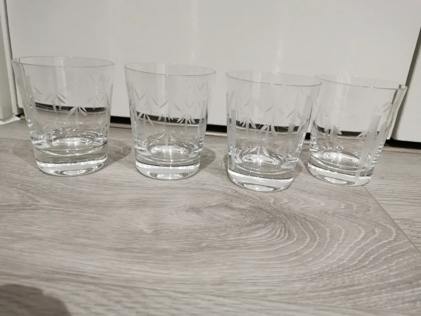 Set of 4 Etched Bamboo Drinking Glasses