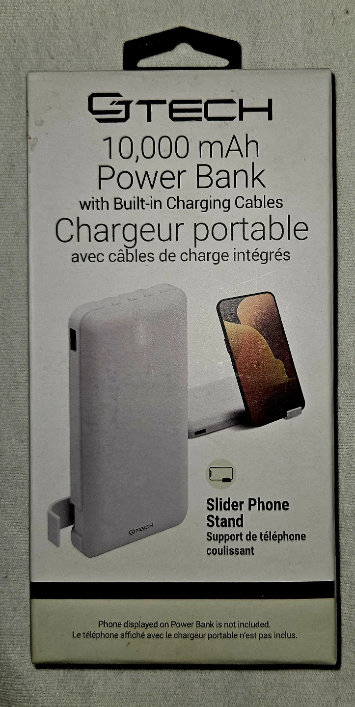 GTECH 10,000 mAh Power Bank - Built-in Cables