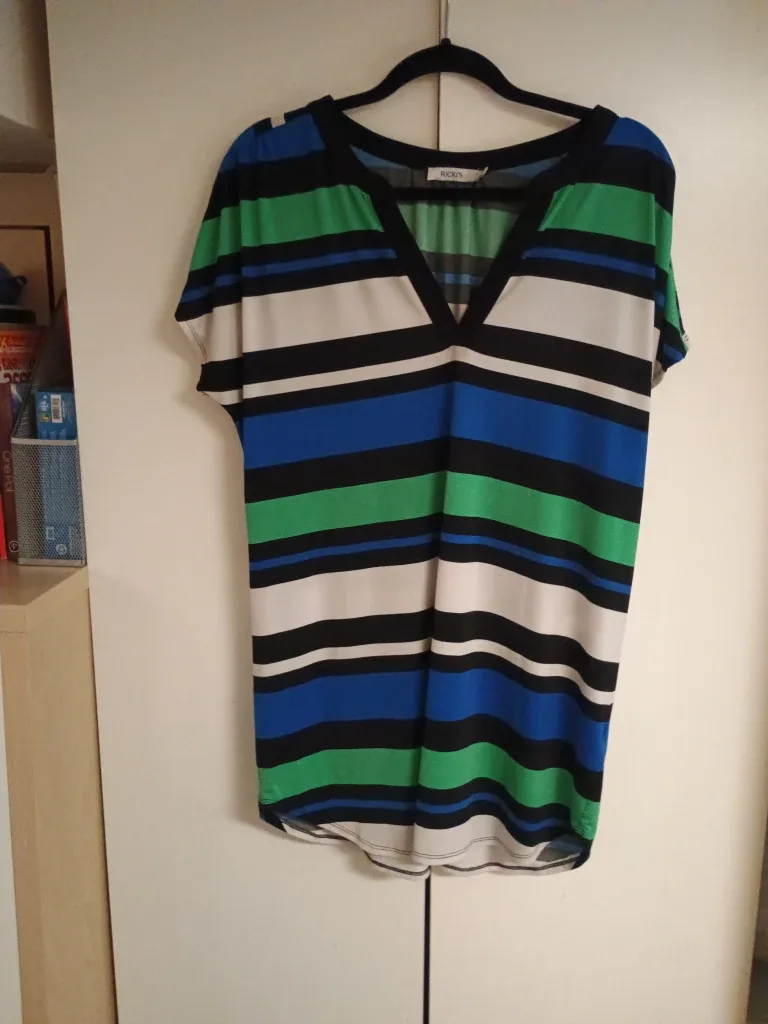 Rickis Striped Tunic Top - Blue, Green, Black