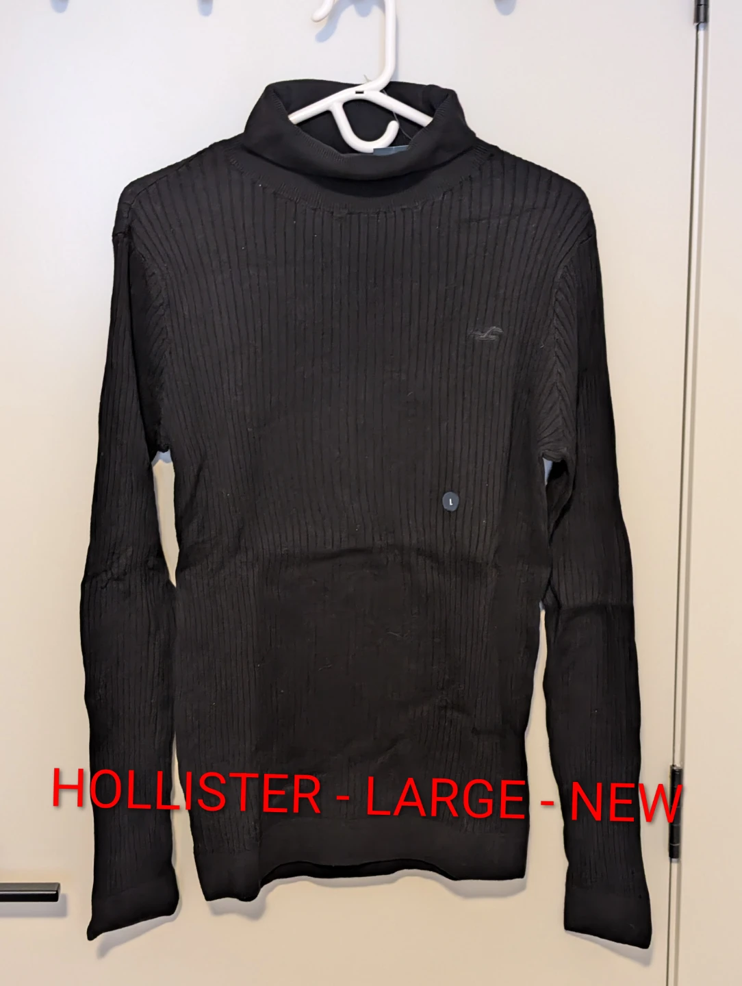 New Hollister Black Ribbed Turtleneck - Size Large