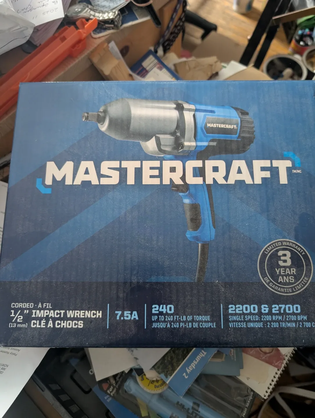 New Mastercraft 1/2" Corded Impact Wrench