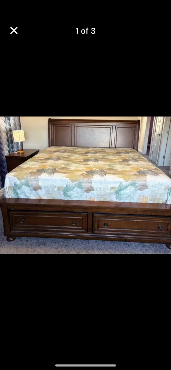 Dark Wood King Size Bed Frame from brick