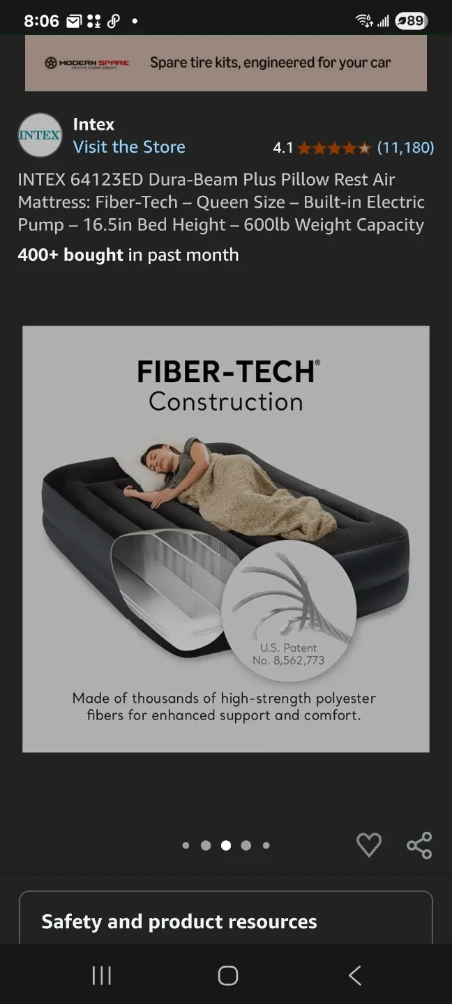 INTEX Dura-Beam Queen Air Mattress with Pump image indicator(2)