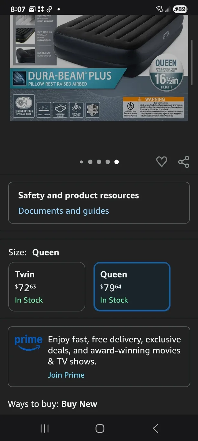 INTEX Dura-Beam Queen Air Mattress with Pump image indicator(4)