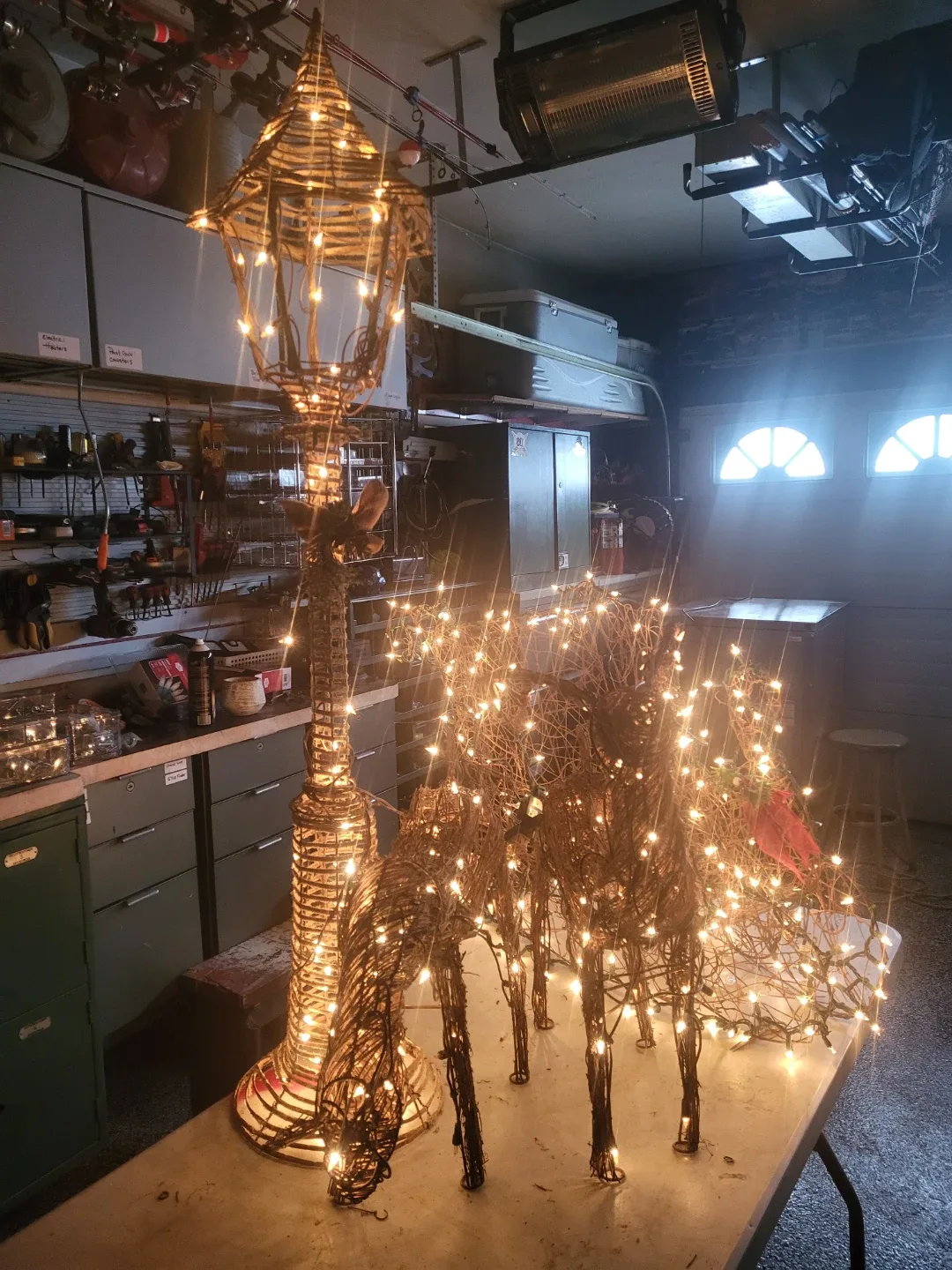 Christmas Lighted Reindeer Family & Lamp Post Decor image indicator(4)