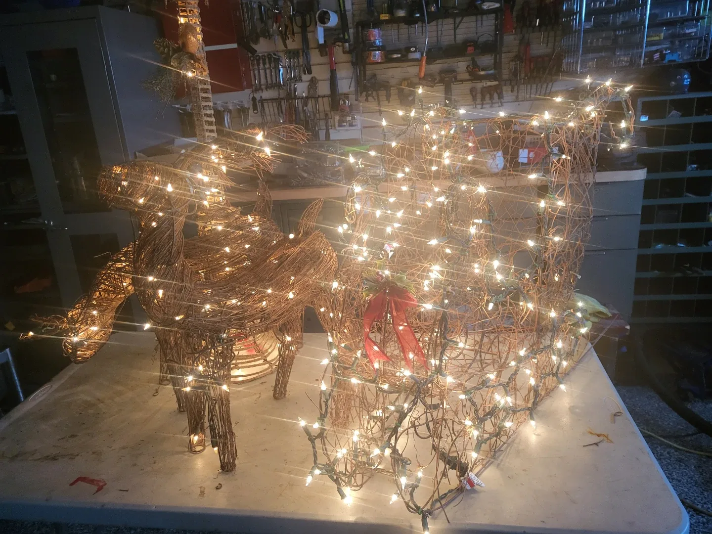 Christmas Lighted Reindeer Family & Lamp Post Decor image indicator(6)