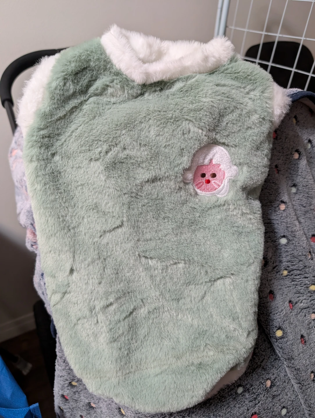 Cute Green & White Dog Coat