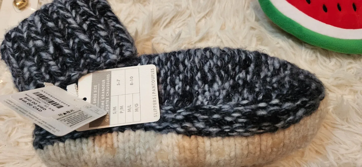 Anthropologie Hand Knit Slippers Size S/M