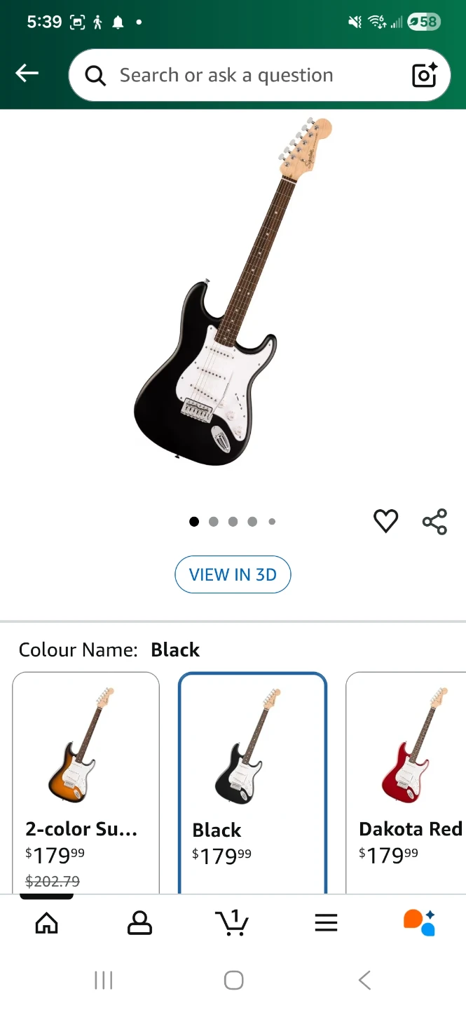 Squier Stratocaster Electric Guitar - Black - photo 3