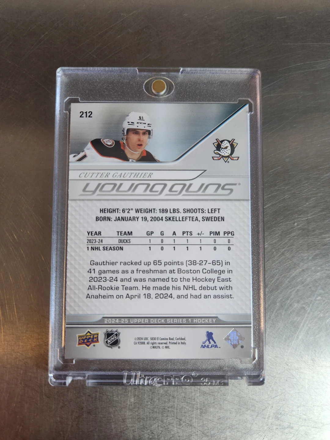 Cutter Gauthier Young Guns Upper Deck Hockey Card - photo 2