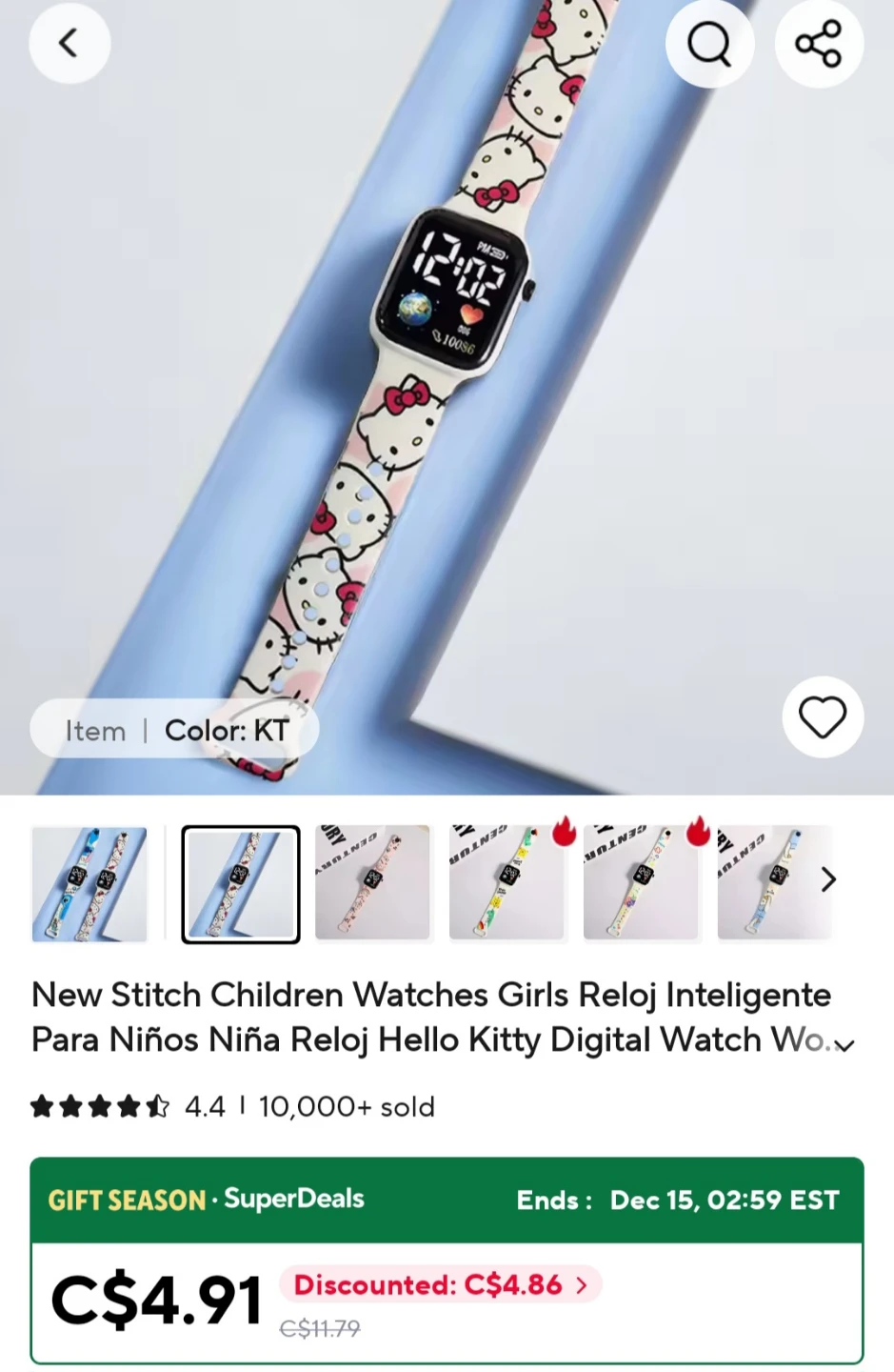 2 LED Digital Watches - Black & Hello Kitty Band - photo 3