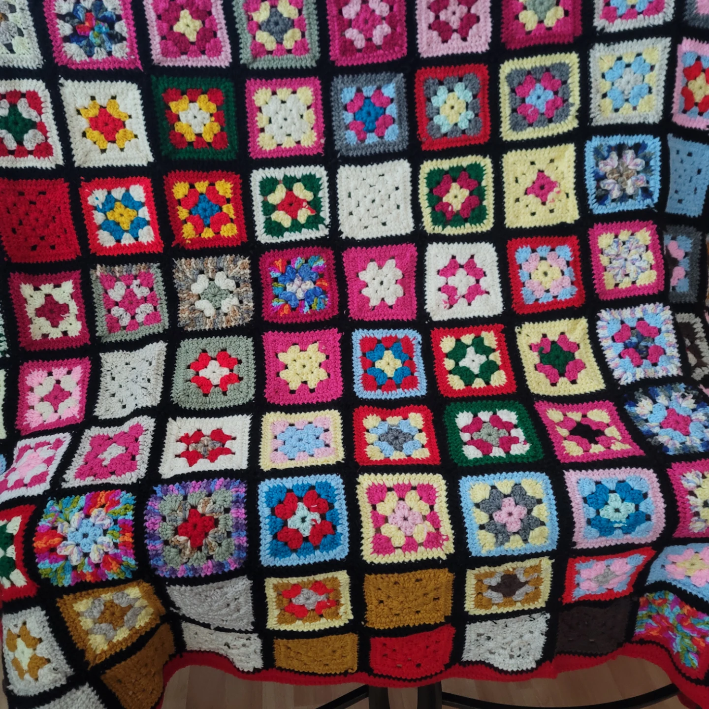 Handmade Crochet Granny Square Blanket 50" × 65"