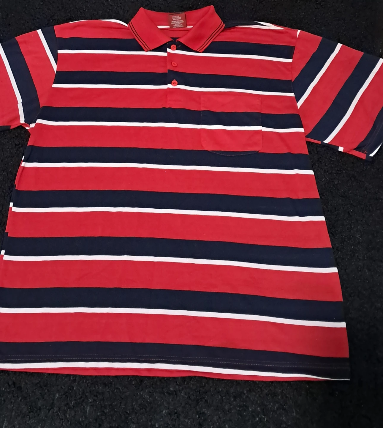 Striped Polo Shirt - Red, White, Navy - photo 2