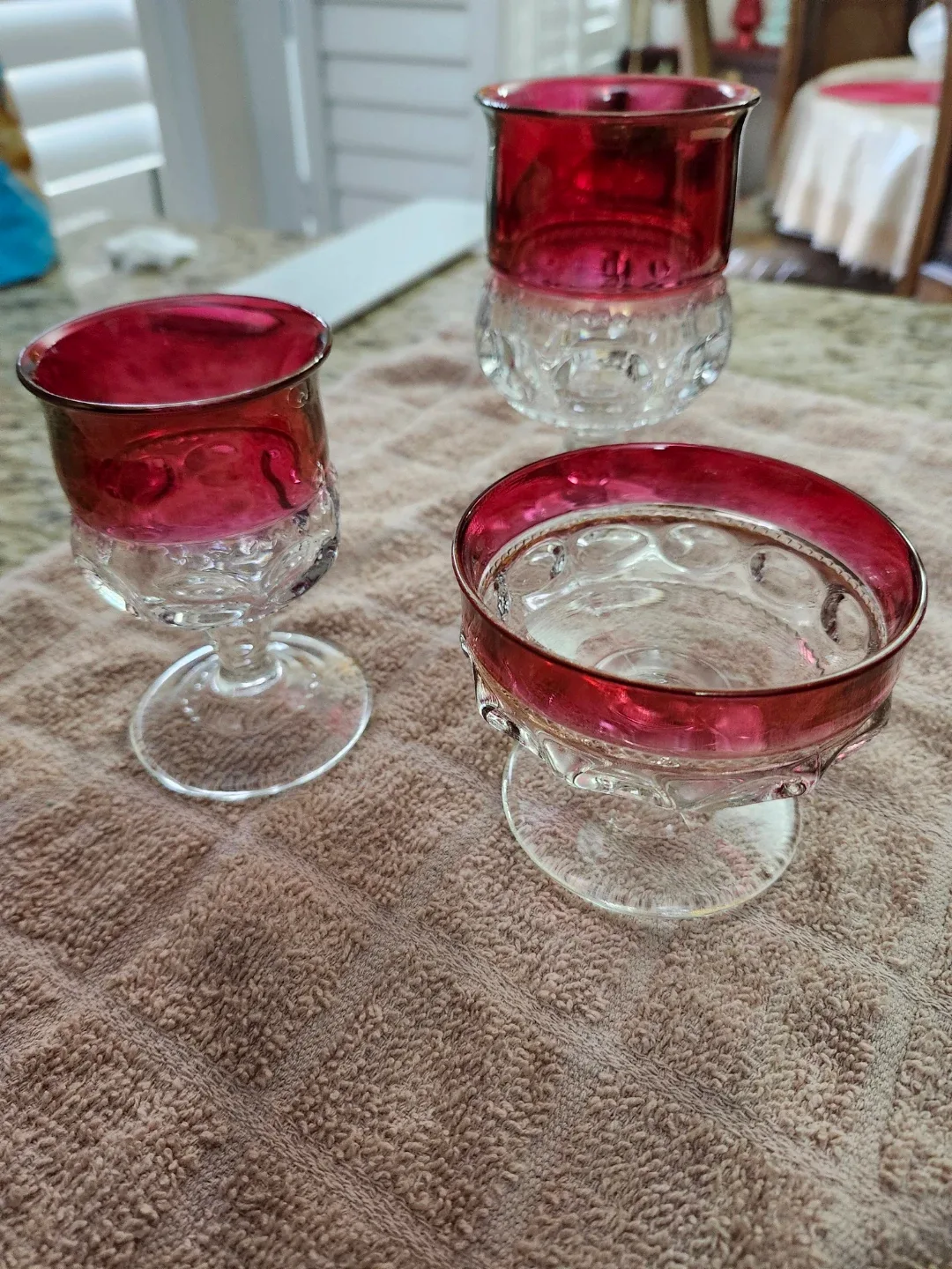 Vintage Indiana Glass Whitehall Ruby Flash Goblets image indicator(2)