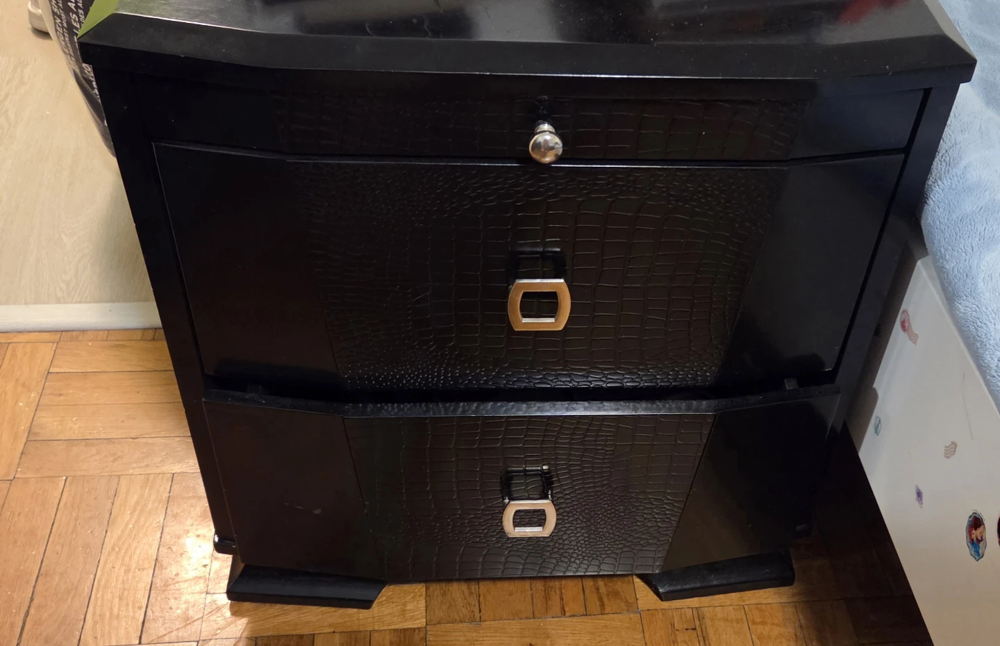 Black Nightstand with Two Drawers - photo 3