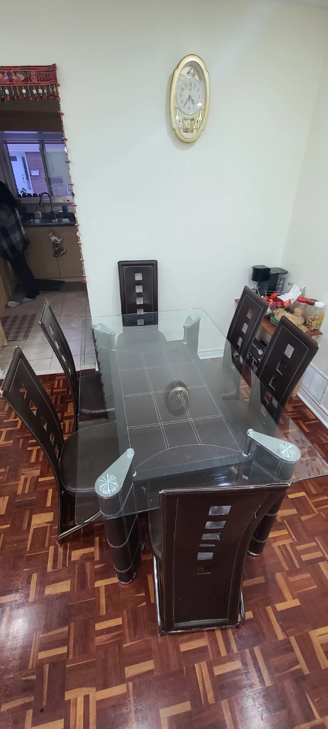 Glass Top Dining Table with 6 Chairs - photo 2