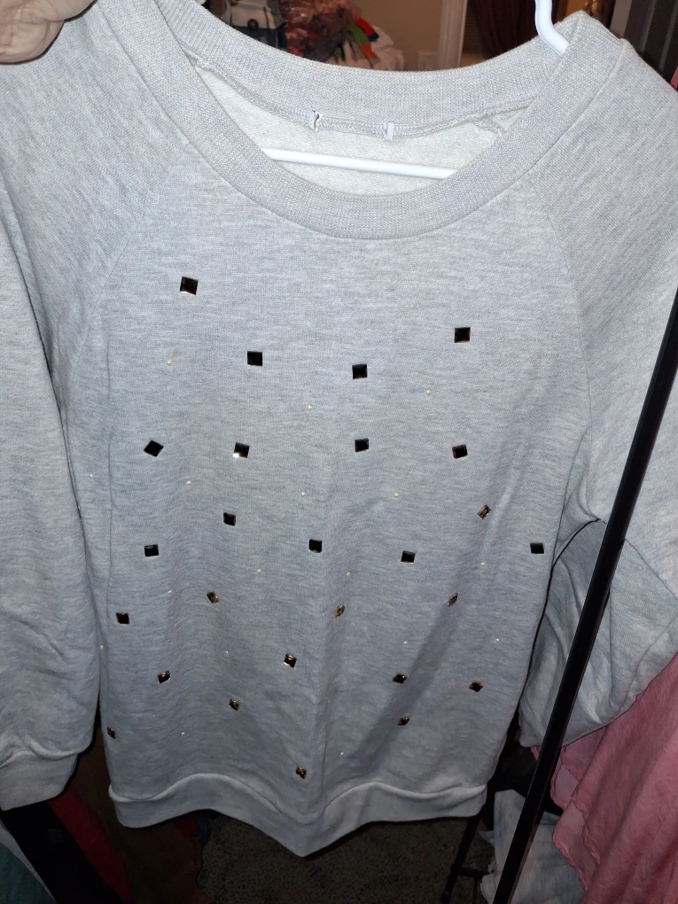Gray Embellished Sweatshirt