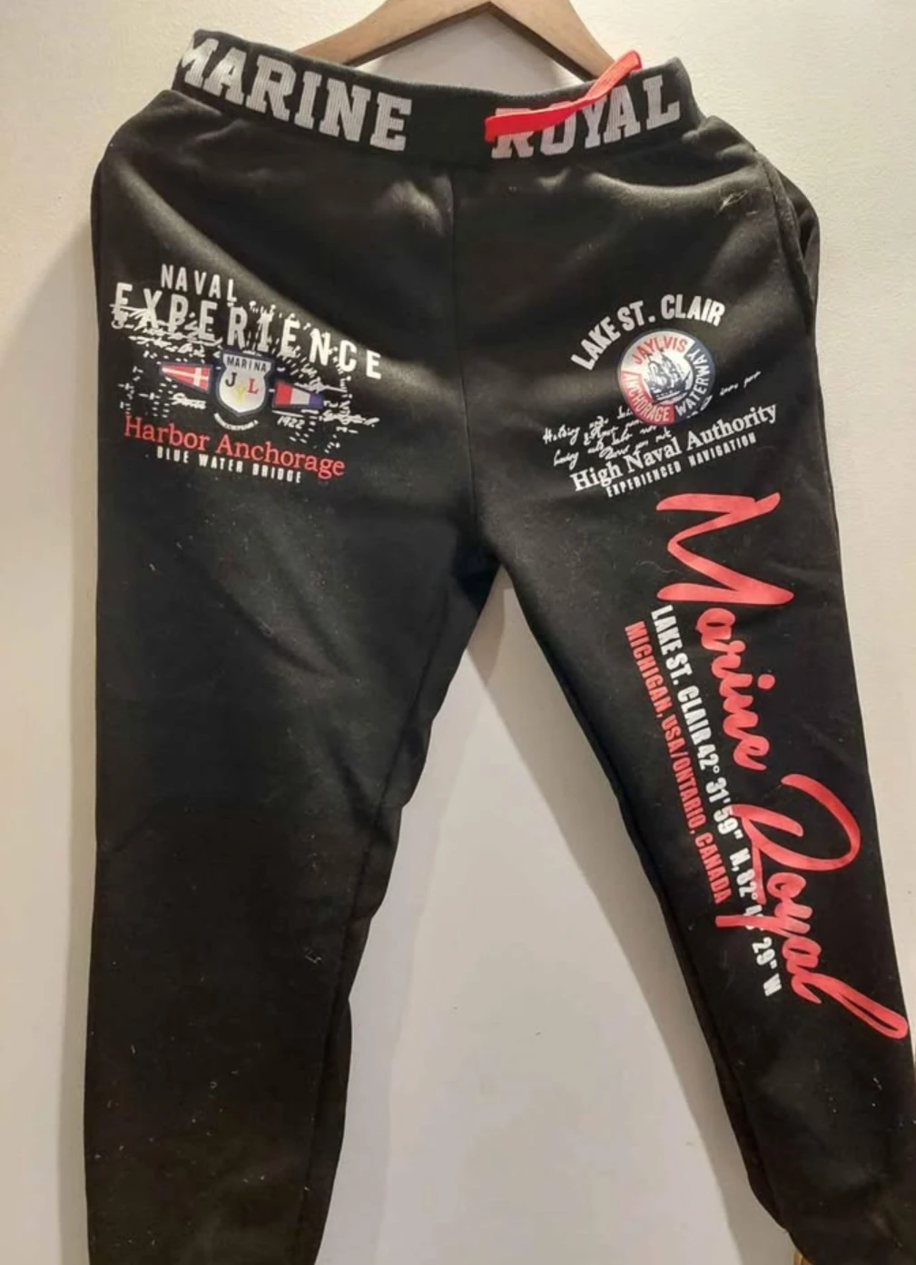 Marine Royal Black Track Pants