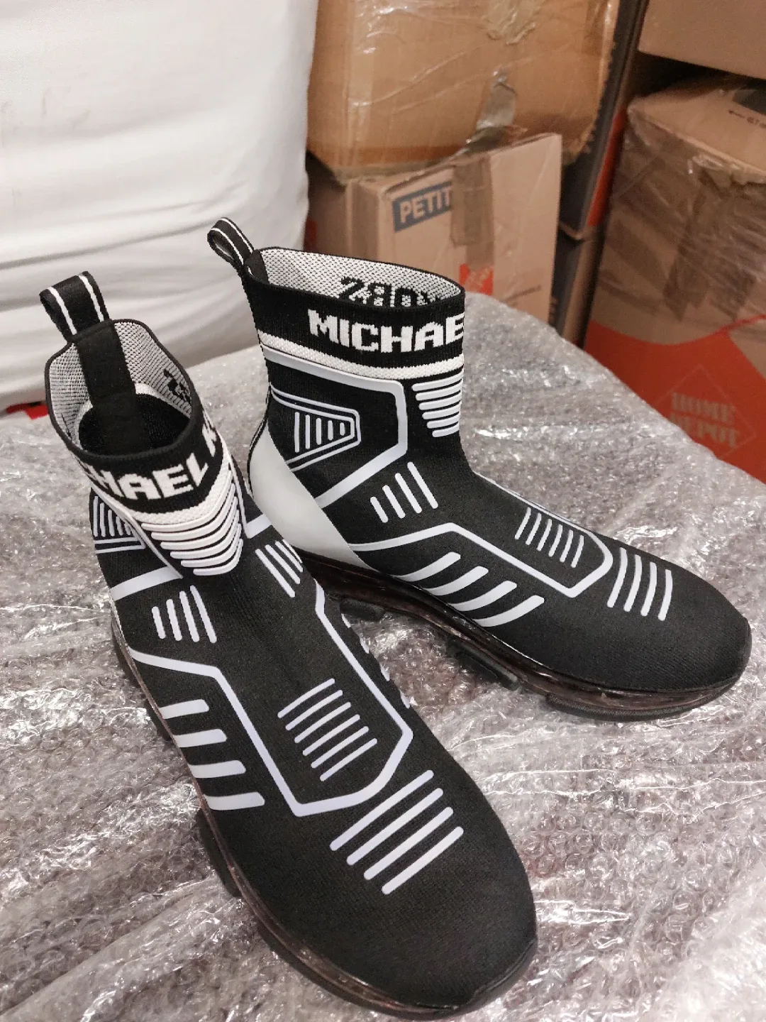 Michael Kors Black & White Sock Sneakers