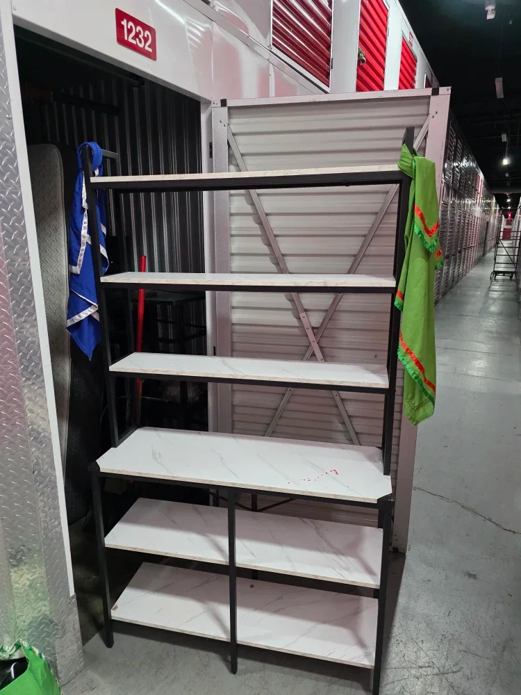7-Tier Bookshelf with Marble-Look Shelves