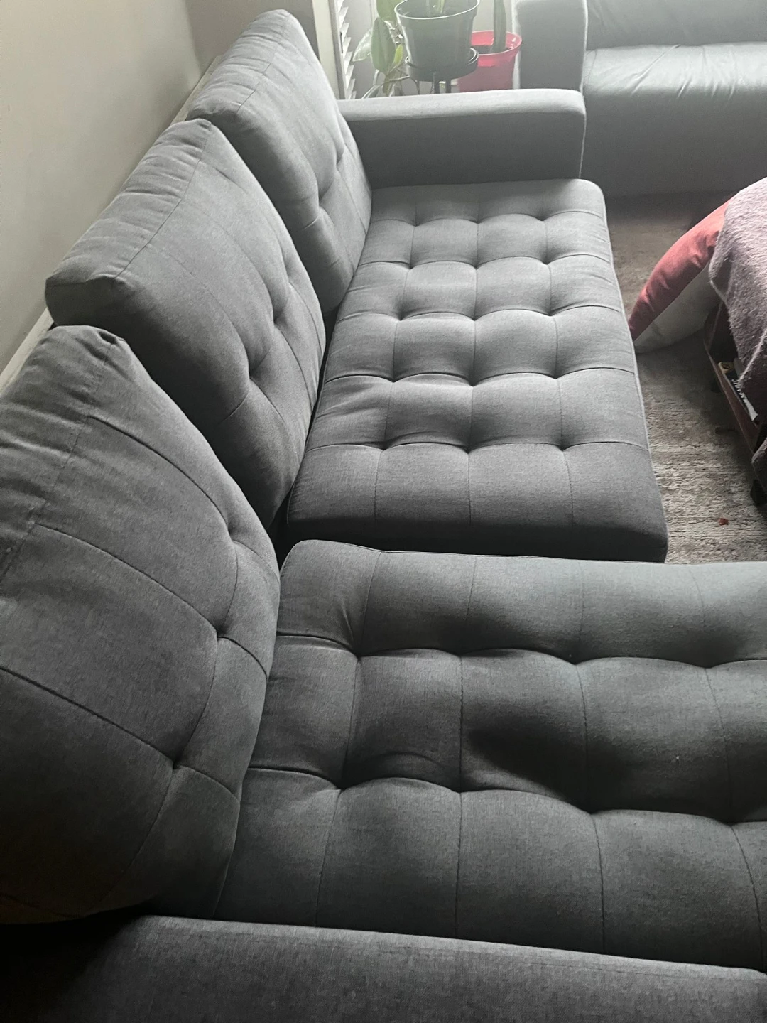 Grey Tufted Sectional Sofa - photo 3