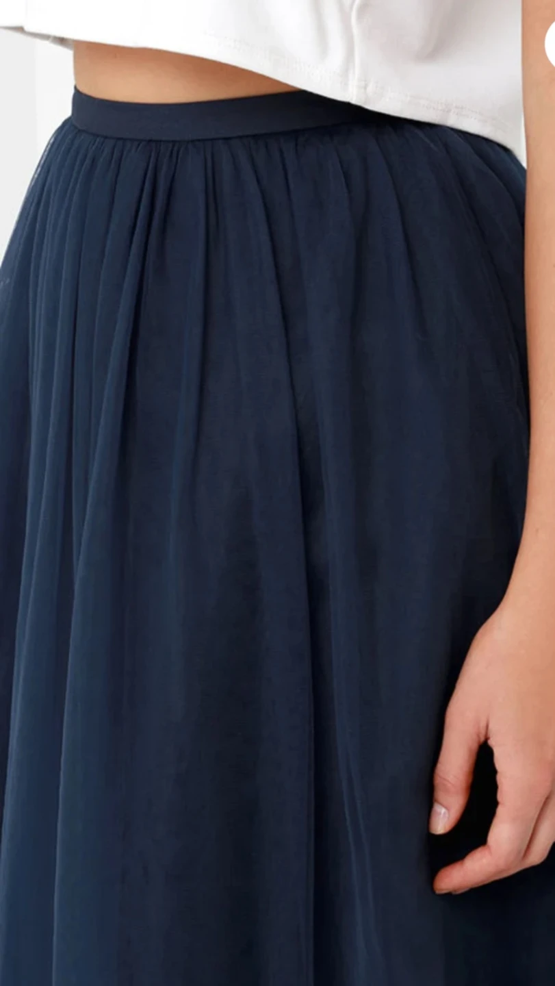 Navy Blue Tulle Midi Skirt - photo 4
