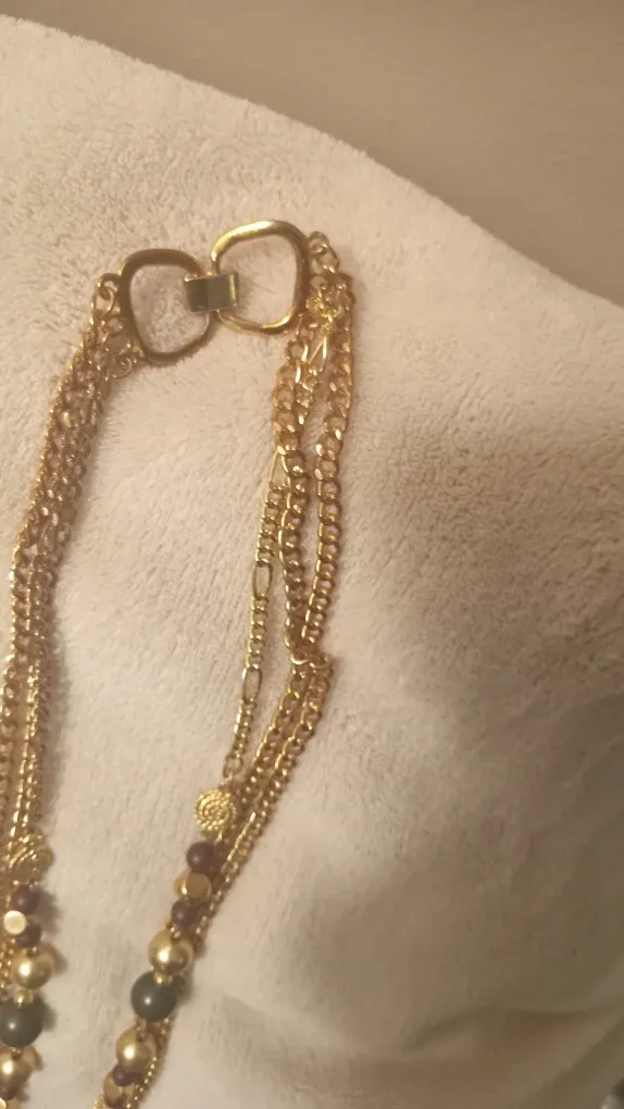 Gold tone beaded layered necklace image indicator(3)