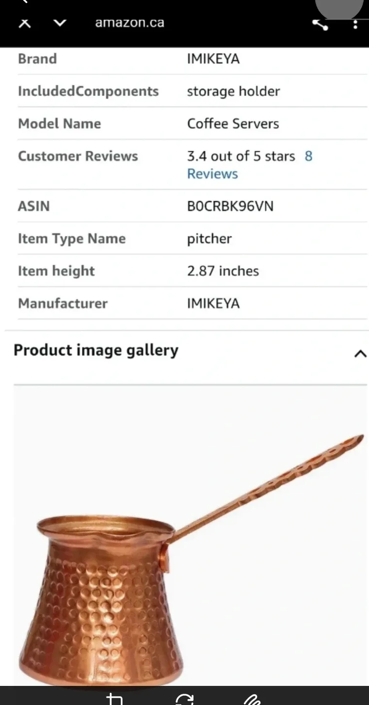 IMIKEYA Turkish, Greek Arabic Copper coffee Pot #Cleanout