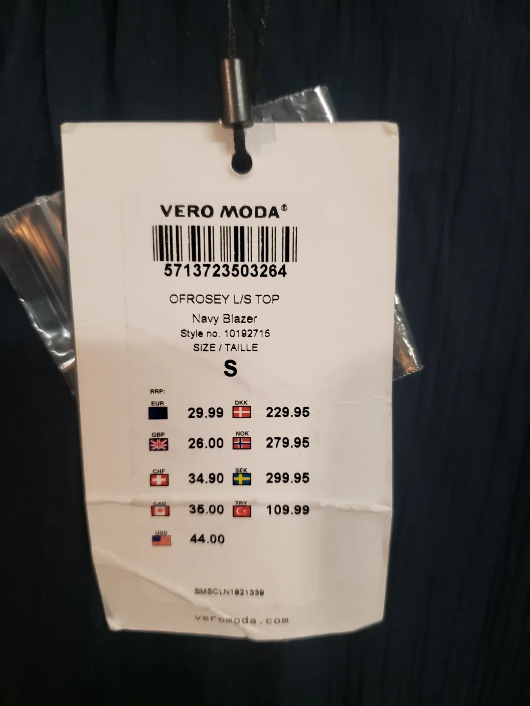 Vero Moda OFROSEY L/S Top - Navy Blazer, Size S image indicator(3)