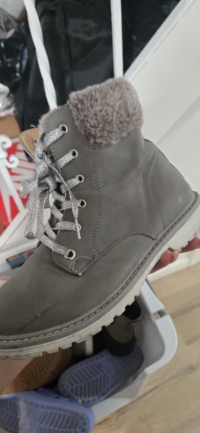 Gray Winter Boots with Fur Trim - photo 2