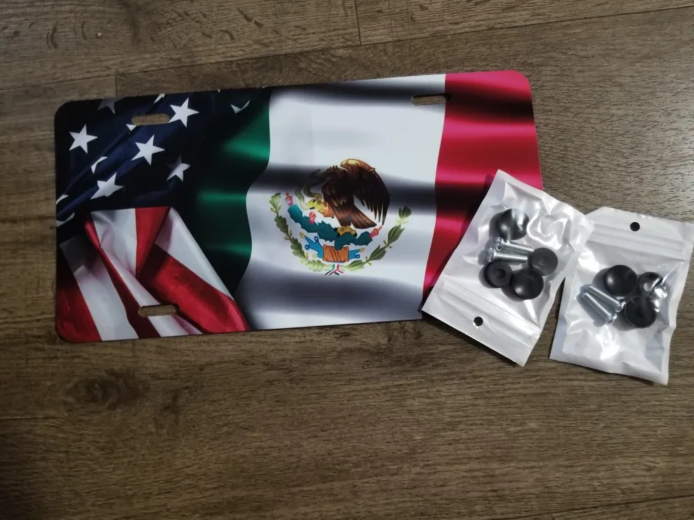 Mexico/USA Flag License Plate