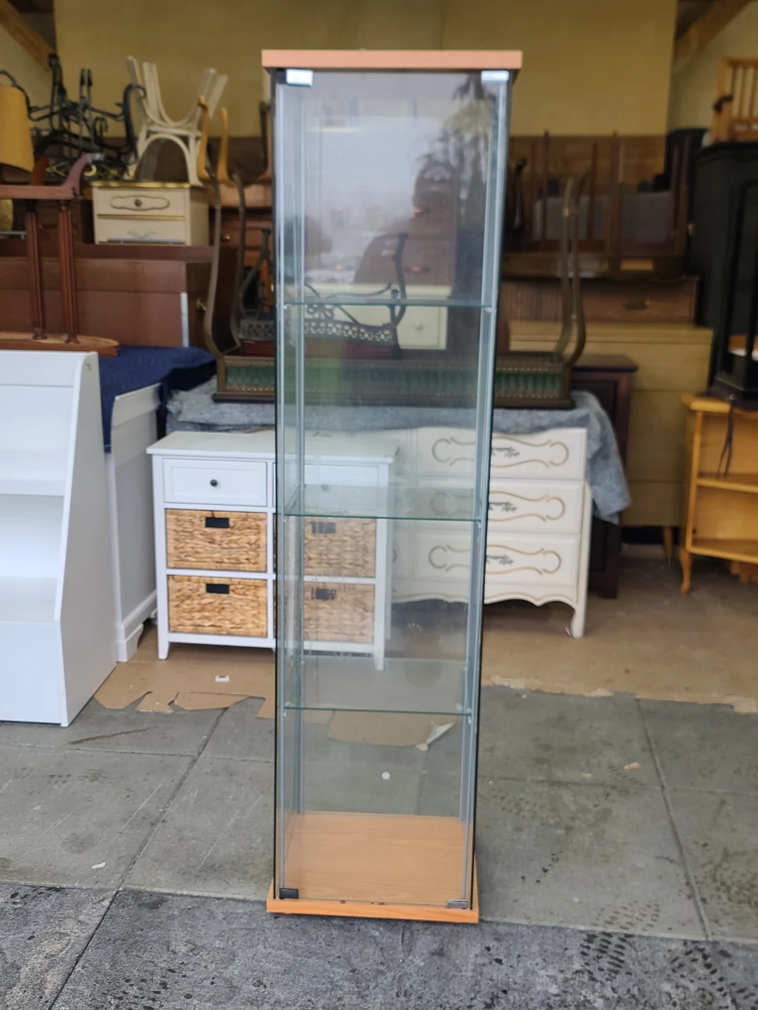 Glass Display Cabinet with Wood Trim - photo 2