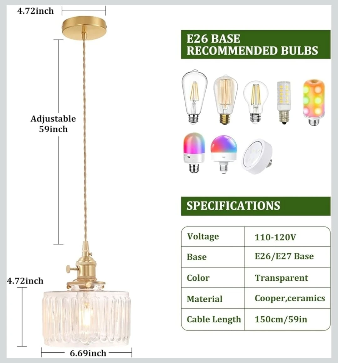 Transparent Glass Pendant Light - photo 3