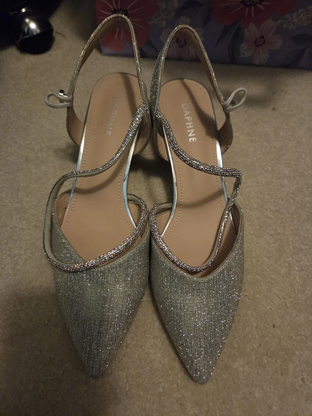 La Paille Daphne Silver Glitter Heels