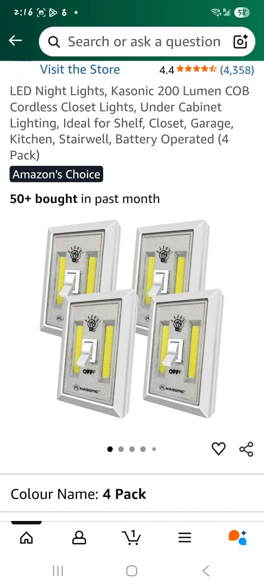 LED Night Lights - Cordless, Battery Operated (4 Pack)