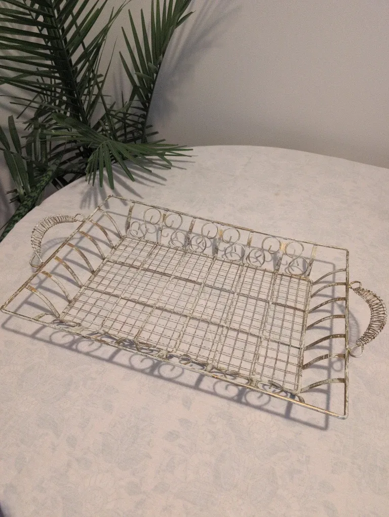 Decorative Wire Basket - 18 Inches - Gold /White Wash #cleanout