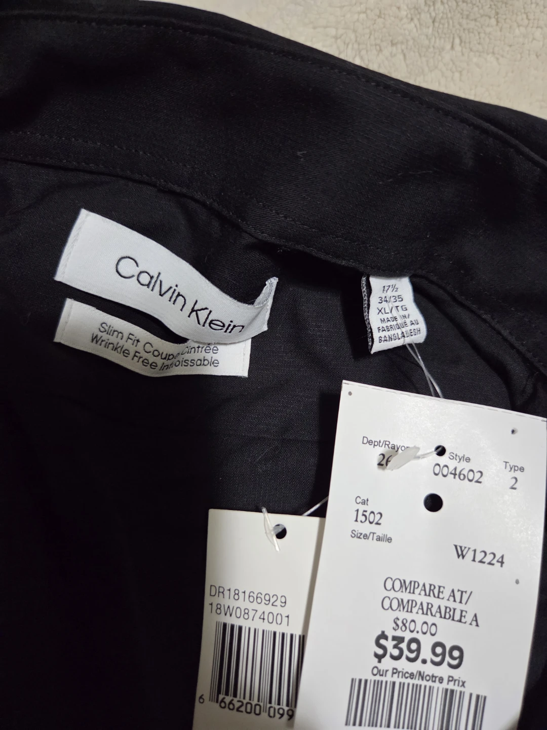 Calvin Klein Slim Fit Black Dress Shirt - XL - photo 2