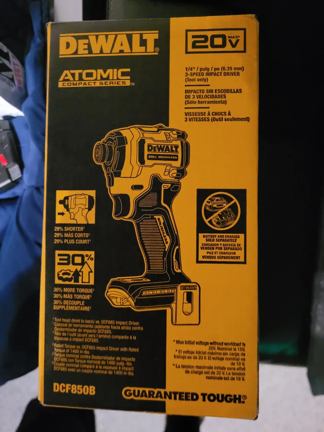 DeWalt Atomic 20V Impact Driver DCF850B (Tool Only)