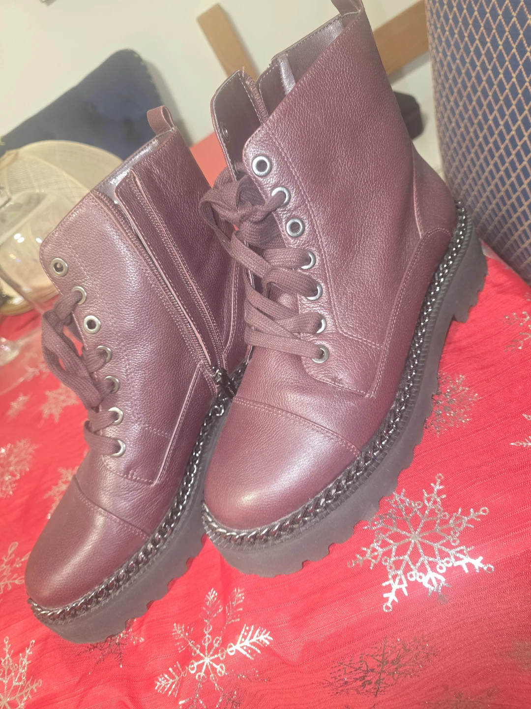 VG-MINDINTA Burgundy Leather Boots Size 9M/41 - photo 2