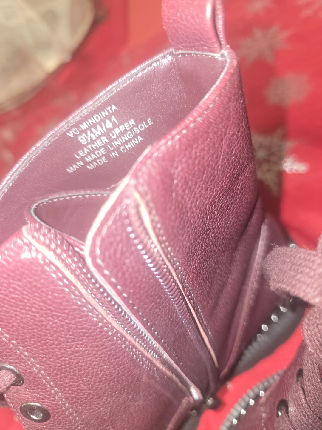 VG-MINDINTA Burgundy Leather Boots Size 9M/41 - photo 3