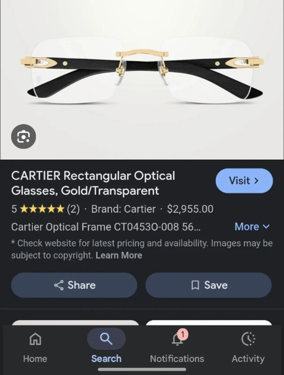 Cartier Eyeglasses with Case