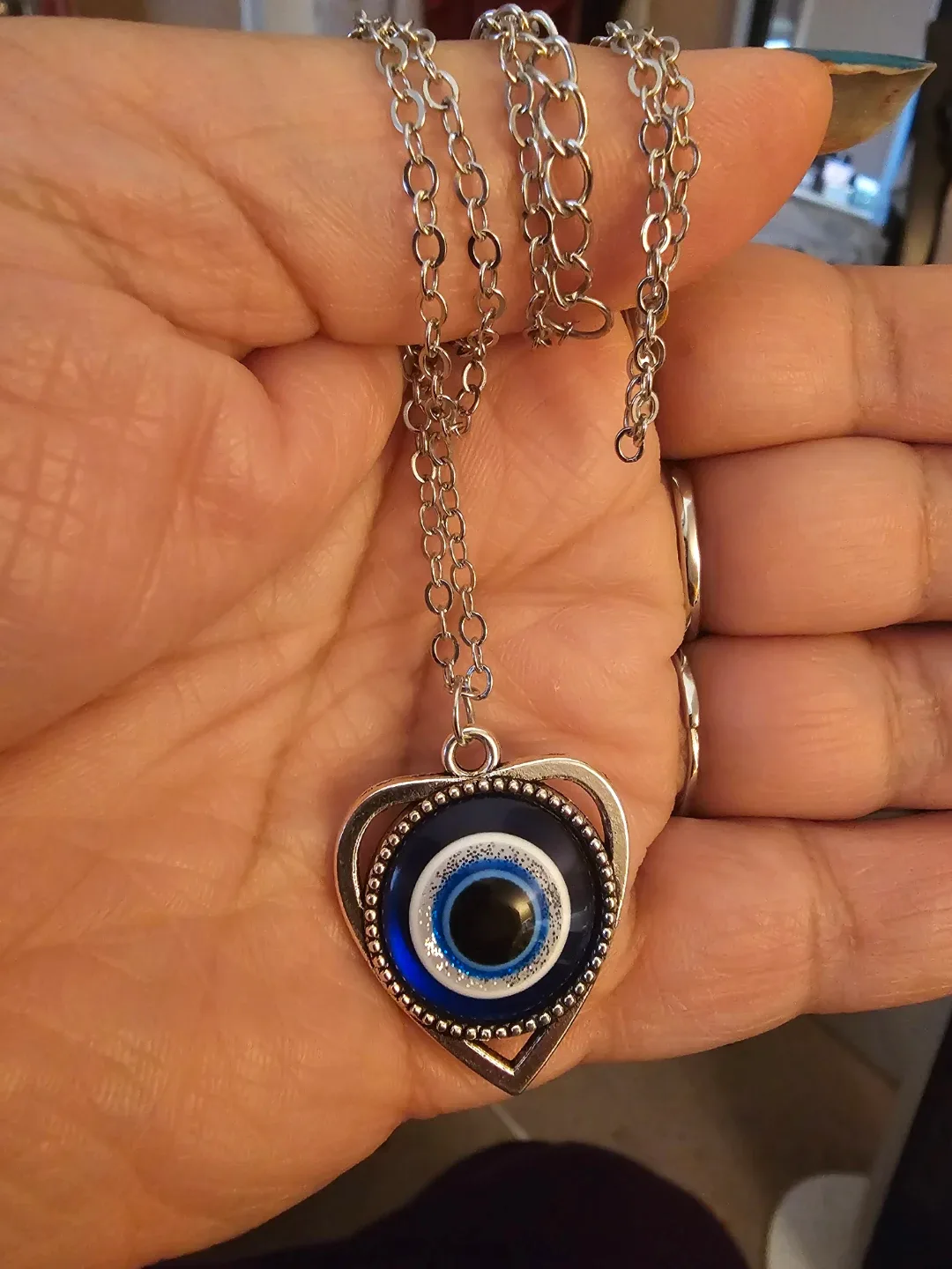 Evil Eye Heart Pendant Necklace