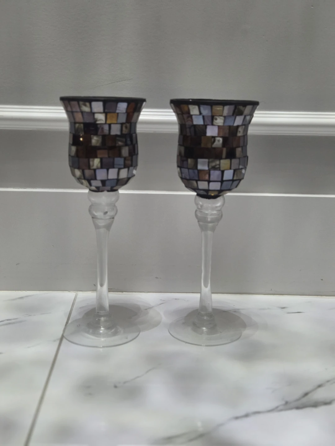 Mosaic Tile Candle Holders - Set of 2