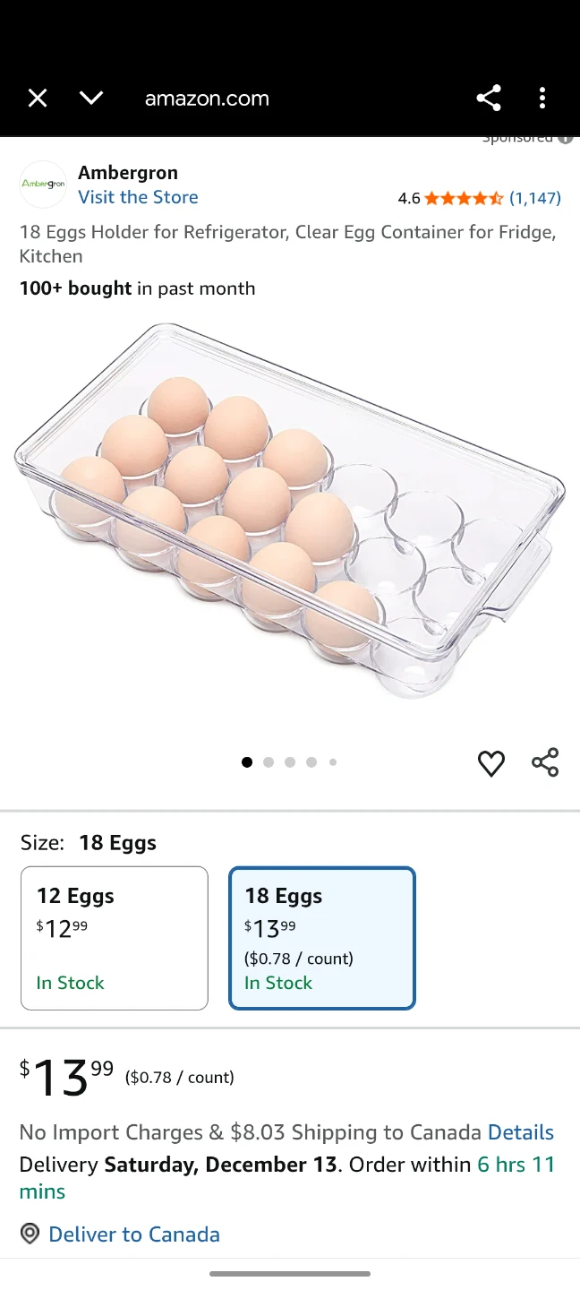 (NEW) Ambergron 18 Eggs Holder for Fridge - Clear #Cleanout
