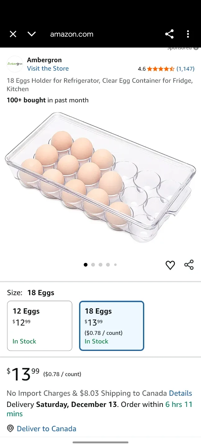 (NEW) Ambergron 18 Eggs Holder for Fridge - Clear #Cleanout