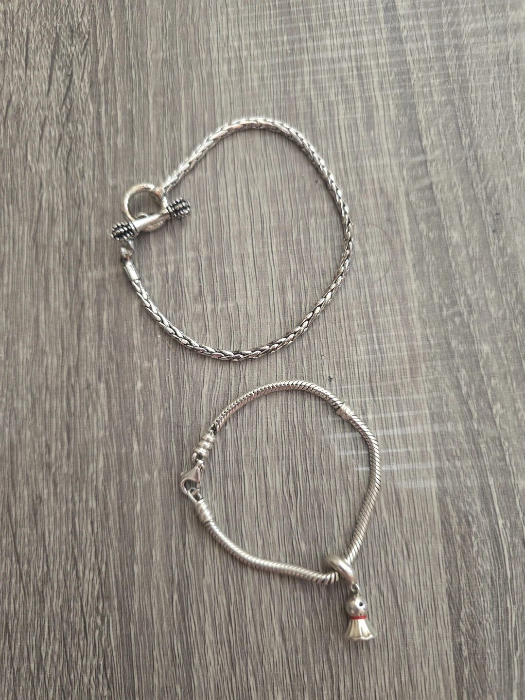 2 bracelets Pandora Silver Bracelet and silver plated bracelet