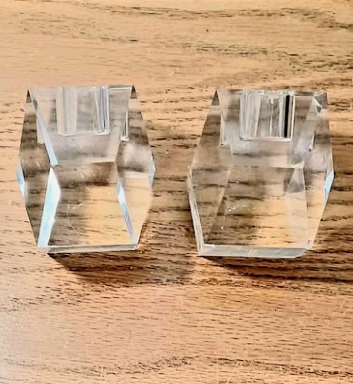 Unique German Rosenthal Sparkling Crystal Pair of Candle Holders - photo 3